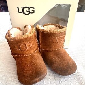 UGG Jesse II Baby Booties Chestnut Suede Shearling Size 2/3 w Box Cozy Winter